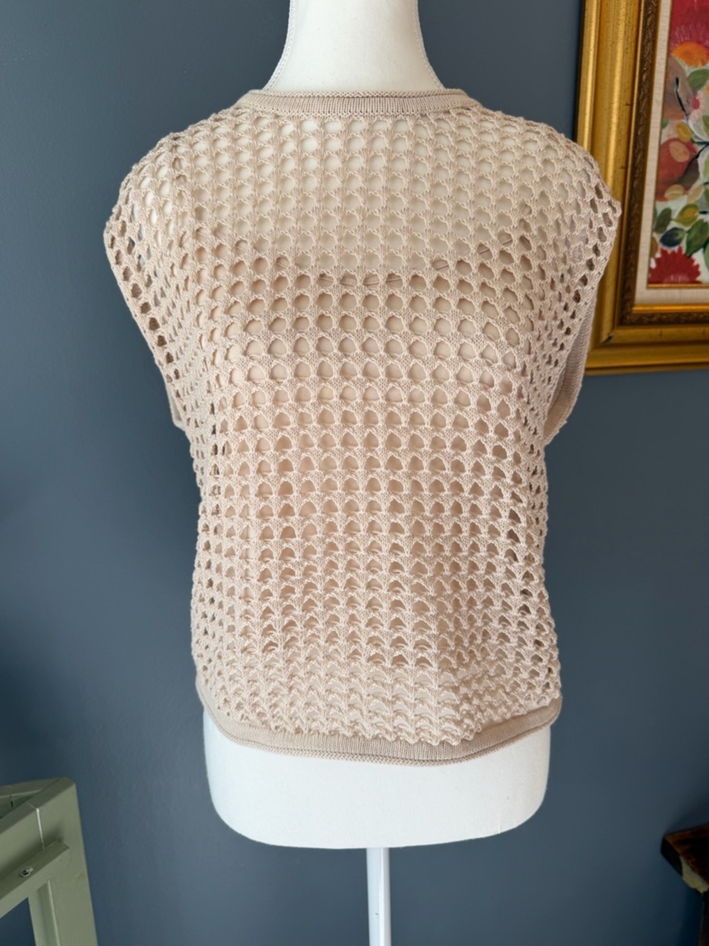 Steve Madden Cream Open Knit Sleeveless Top